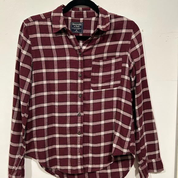 Abercrombie & Fitch Tops - Abercrombie & Fitch Burgundy Plaid Shirt